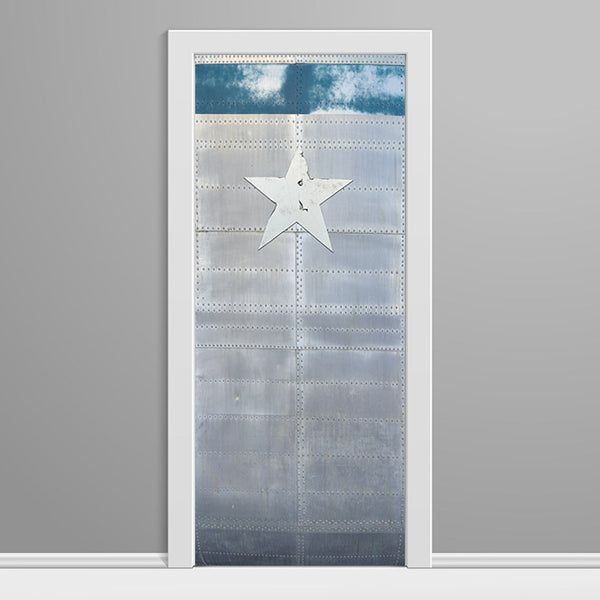 Aluminum rivets Blue Strip Vinyl Door wrap