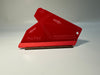 Acrylic squeegee with a red microfiber felt surface, featuring guide arrows and a lanyard hole, positioned on a white background.