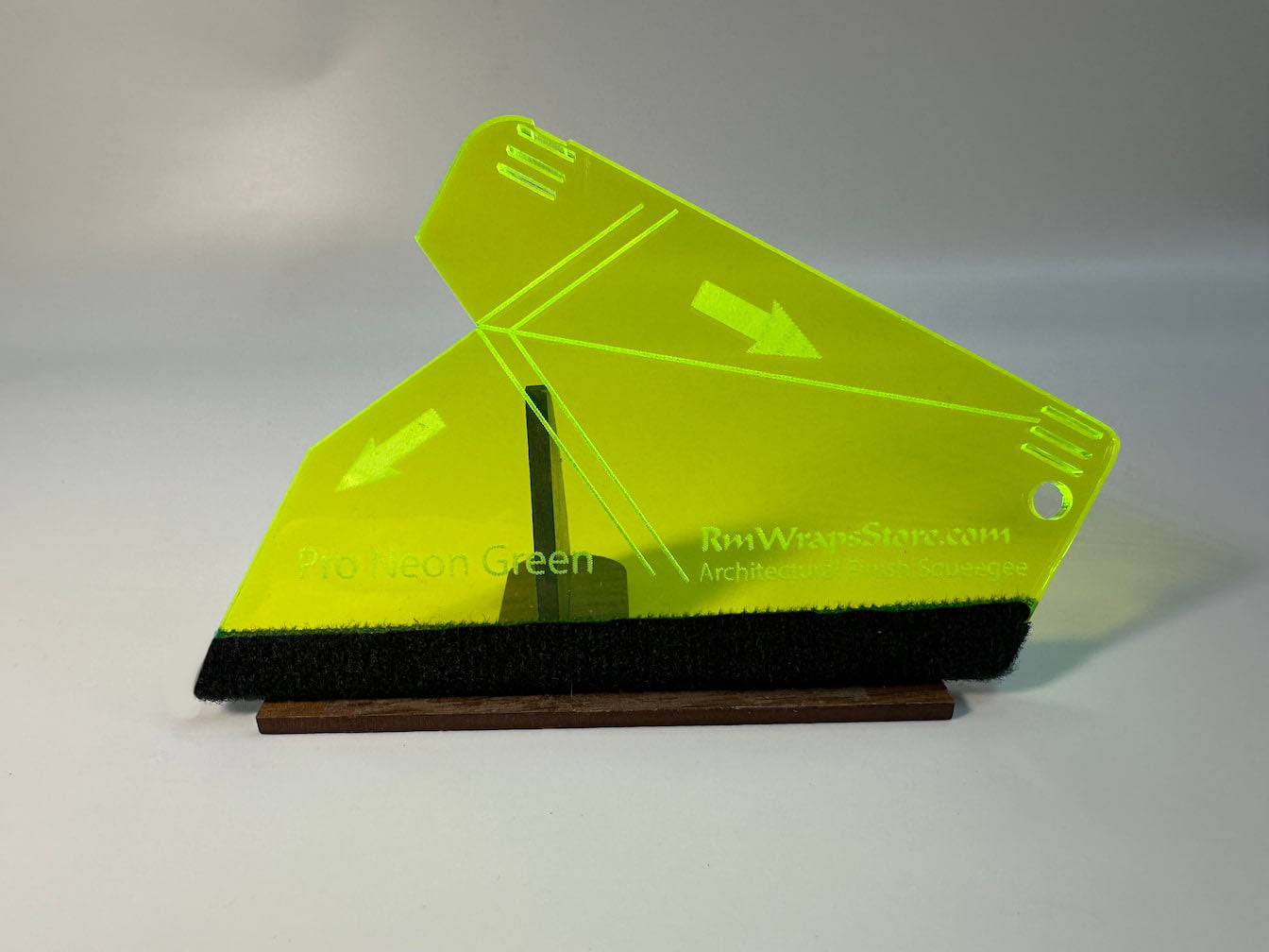 Acrylic architectural film squeegee with a red microfiber felt surface.