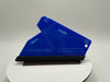 Blue squeegee with black bristle edge on a white background