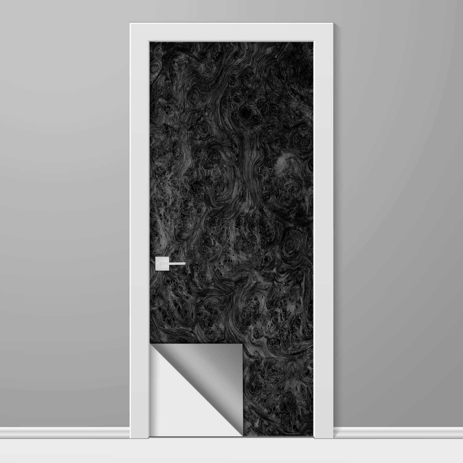 Black Amboyna Burl Wood Slab Vinyl Door Wrap