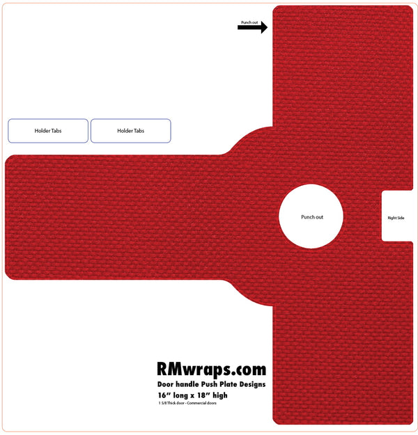 Red vinyl wrap cut sheet with text and branding on a white background