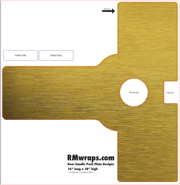 Wooden door handle pad template with cutout for RMwraps.com