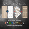 Digital composition of a door with different textures on a gray background