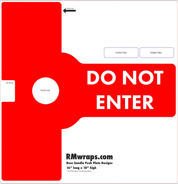 Red 'DO NOT ENTER' sign with white text on a white background, featuring RMwraps.com branding.