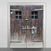 Aged Oak Door with Security Latch and Grated Windows Door wrap