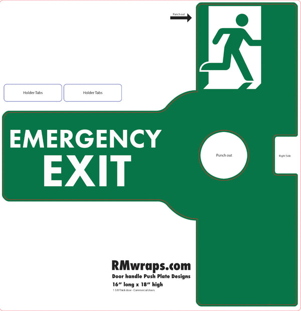 Emergency exit sign with running person symbol on a green background