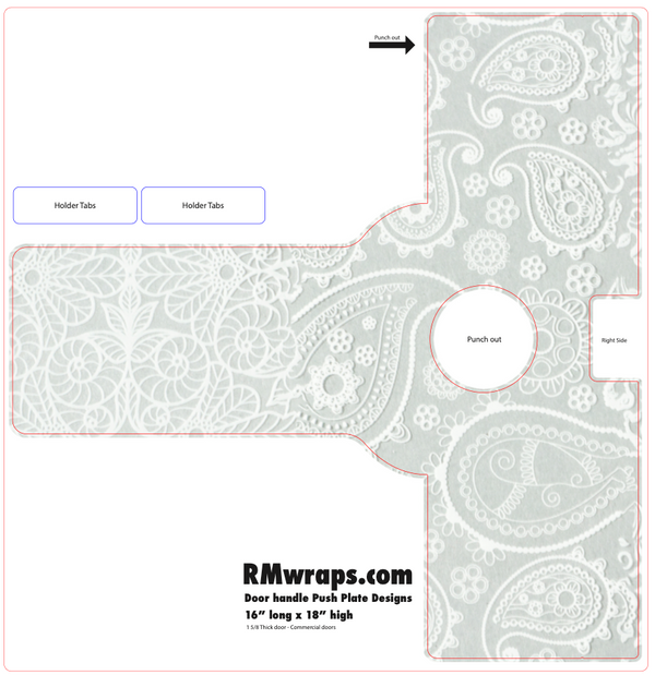 Patterned decal design with 'RMwraps.com' branding on a white background