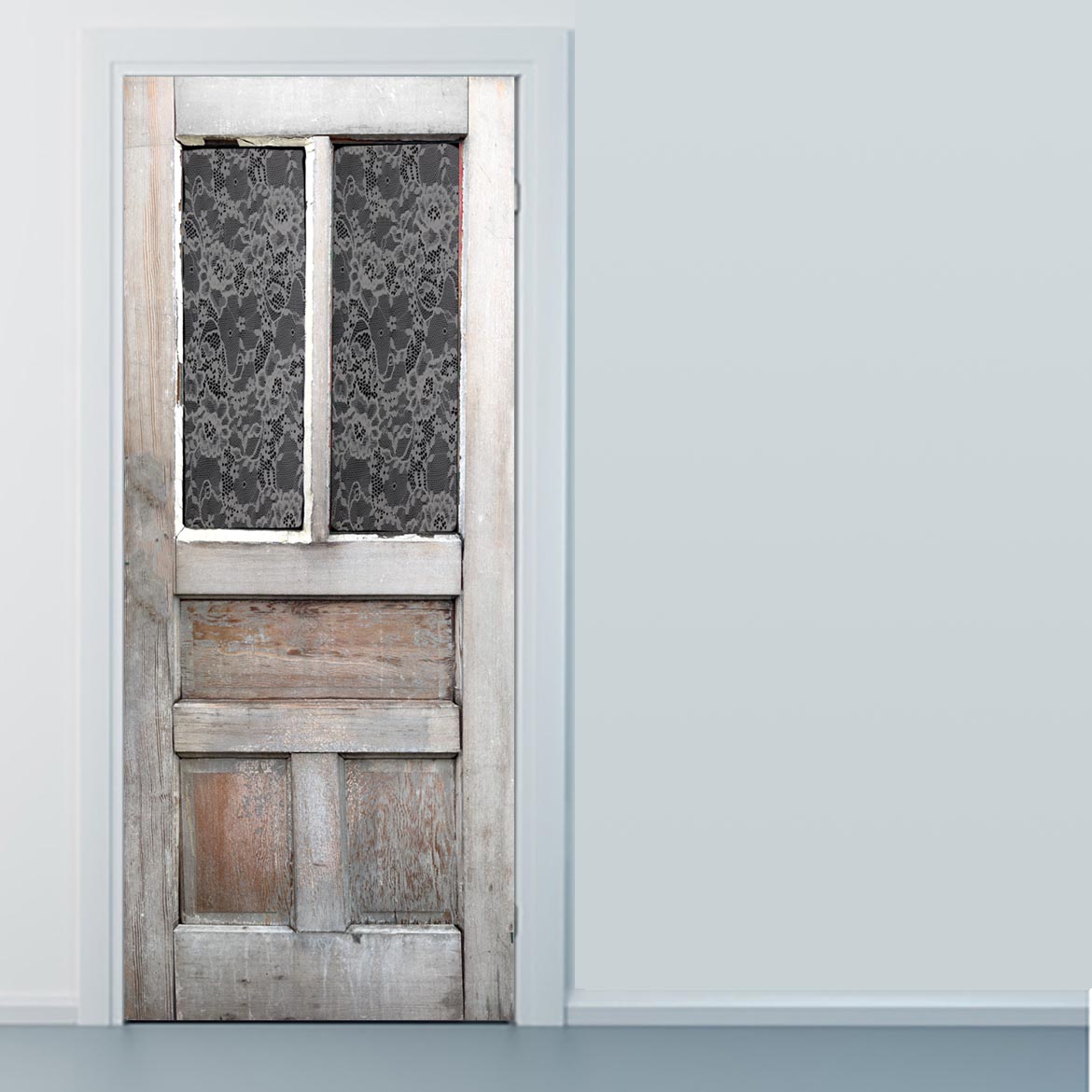 Farmhouse Weathered Wooden Door Wrap Laced