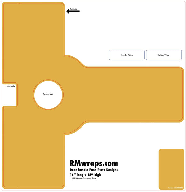 Yellow door handle push plate design template with RMwraps.com branding