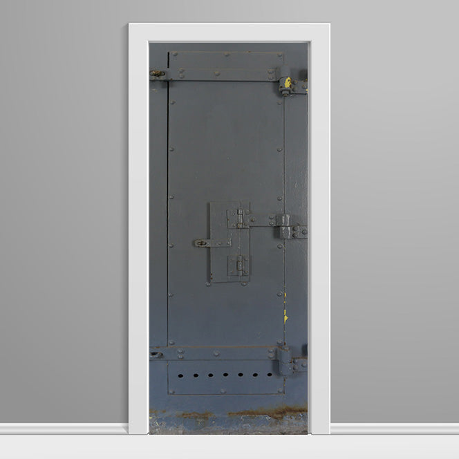 Grey Prison Door with Closed Window Door Wrap left side