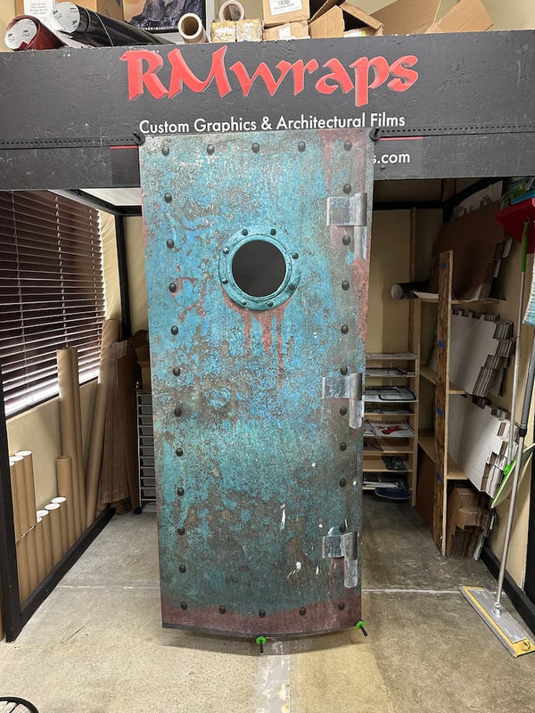 Oxidized Copper Ship Vinyl Door Wrap