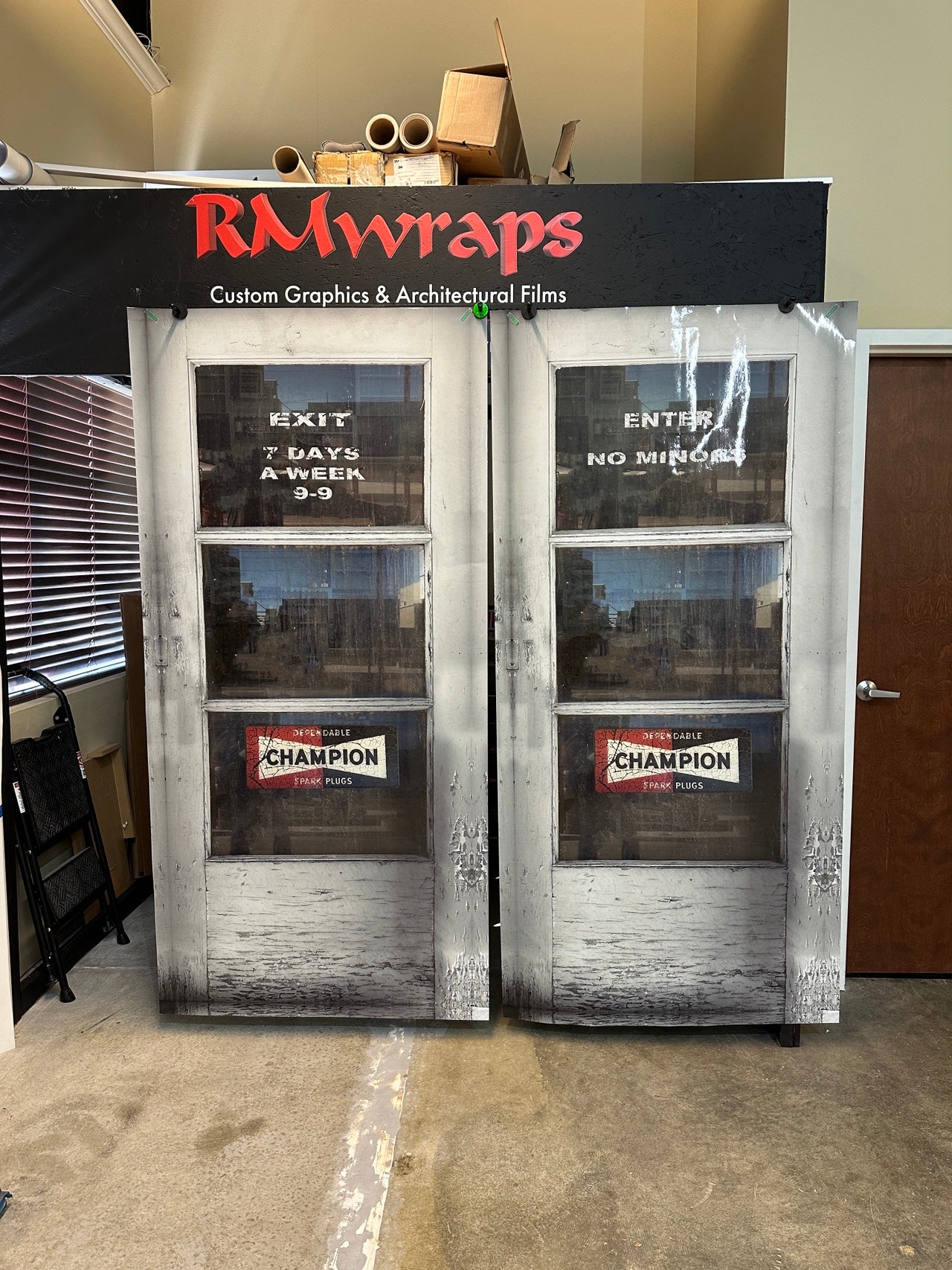 Vintage Gas Station Custom Printed Door Wrap