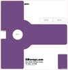 Purple door handle push plate design template with text and branding on a white background