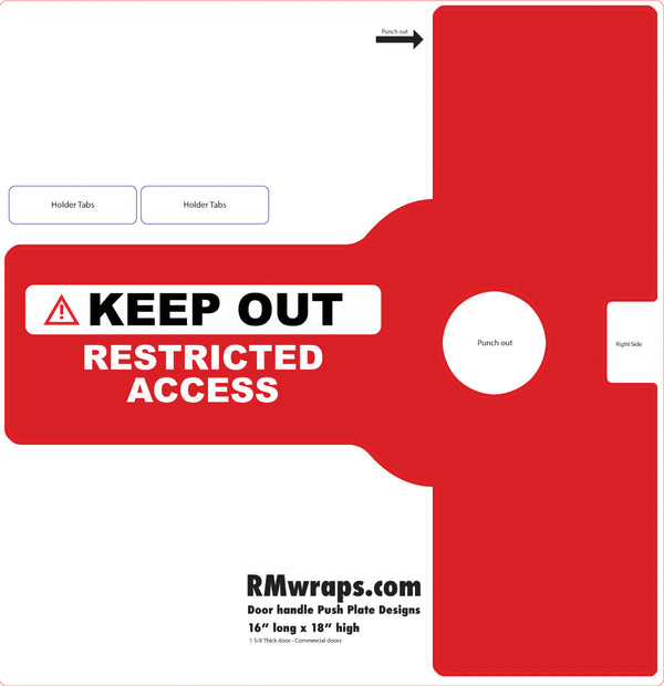 Red warning sign with 'Keep Out Restricted Access' text on a white background
