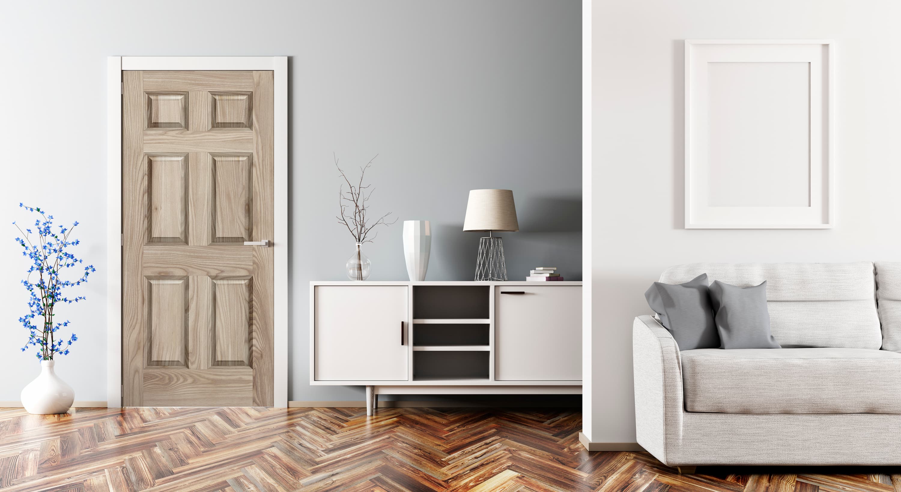 Ash Wood 6 Panel Vinyl Door Wrap