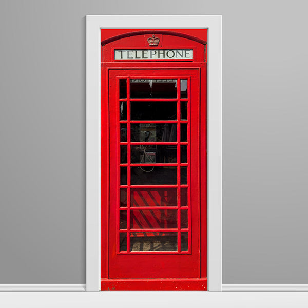 London Red Telephone Booth English Iron Phone Box Door wrap