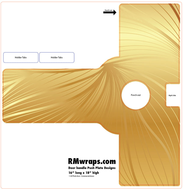 Gold vinyl record wrap design with cutout instructions and RMwraps.com branding.