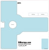 Design template for a door handle push plate with labeled parts and dimensions, sourced from RMwraps.com.