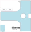 Design template for a door handle push plate with labeled parts and dimensions, featuring RMwraps.com branding.