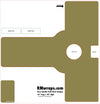 Design template for a door handle push plate with labeled parts and dimensions, sourced from RMwraps.com.