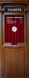 Ticket Booth Door Wrap with Red Curtain