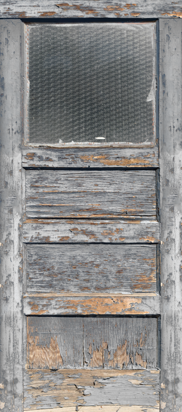 Worn Gas Station Office grey Door Wrap