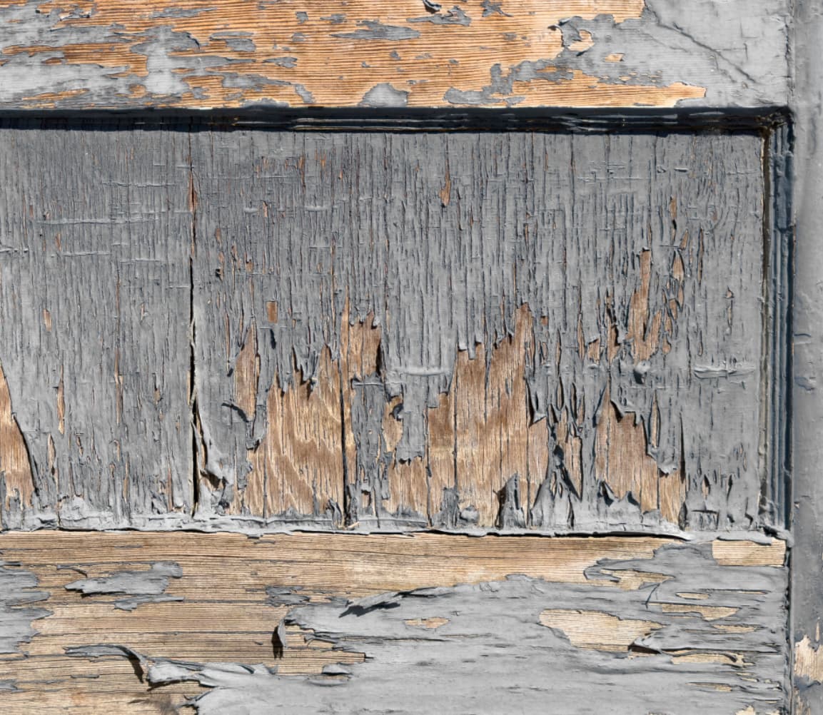 Worn Gas Station Office Tan Door Wrap