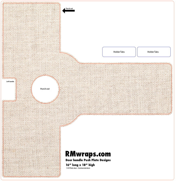 White Fabric Push Plate Sticker