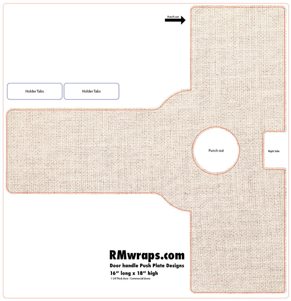 White Fabric Push Plate Sticker