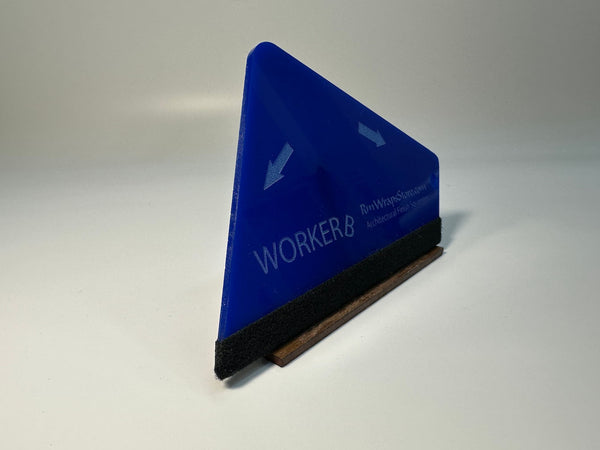 Worker B side Royal Blue black felt Squeegee made for Architectural Film