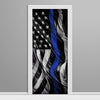 B&W Blue Line U.S.A. Flag Custom Printed Door Wrap